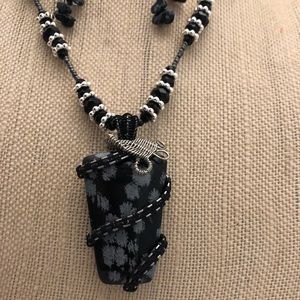 Wire Wrapped Obsidian Necklace, Bracelet, Earrings